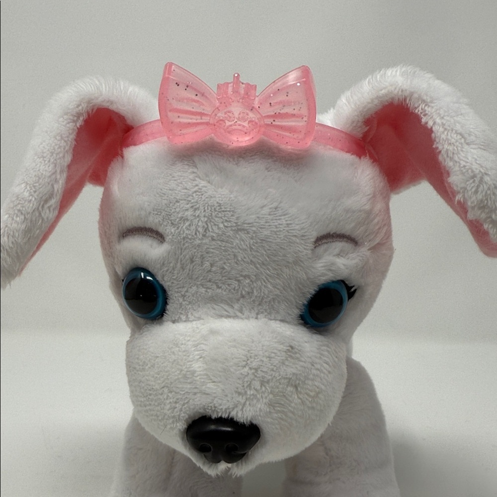 Disney Princess Plush White Dog Toy with Pink Bow 7” x 7 “